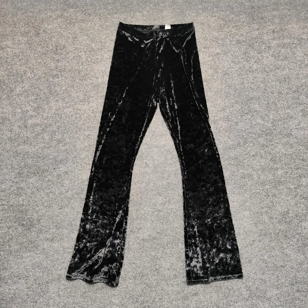 Old Navy Sweatpants Girls XL 14-16 Black Crushed Velvet Pull On Flare Leg